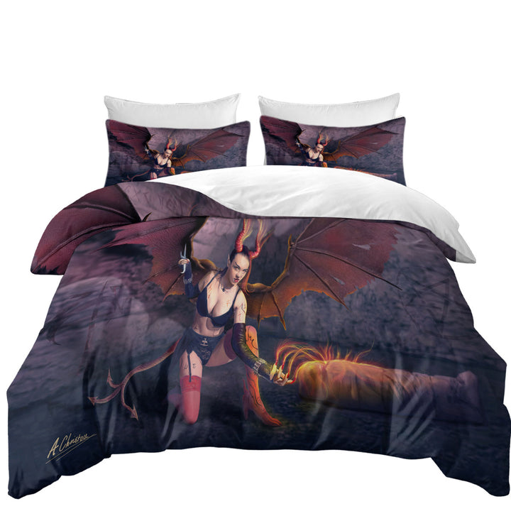 Empusa Sexy Dark Angel Duvet Cover Queen