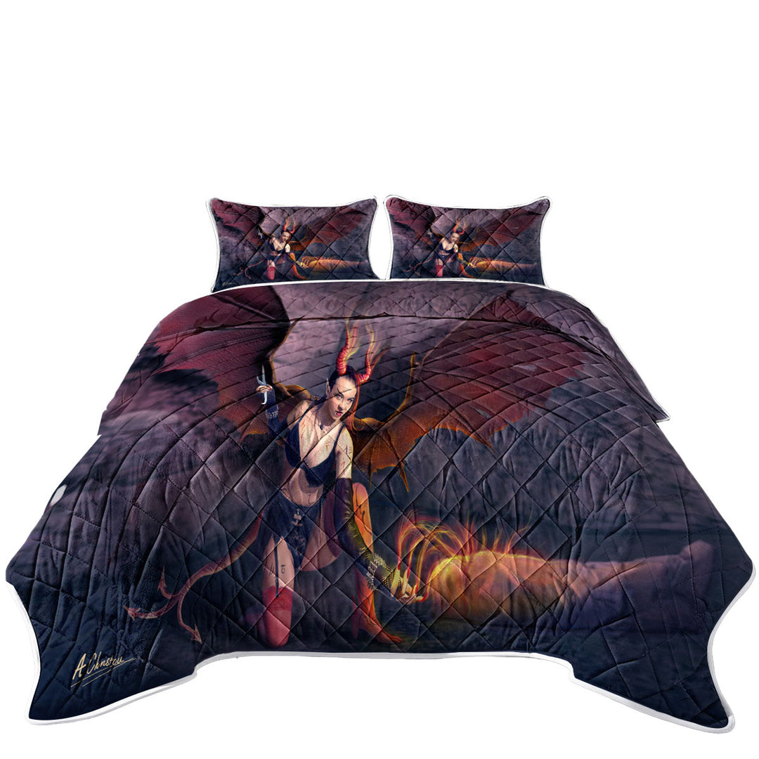 Empusa Sexy Dark Angel King Size Quilt Sets