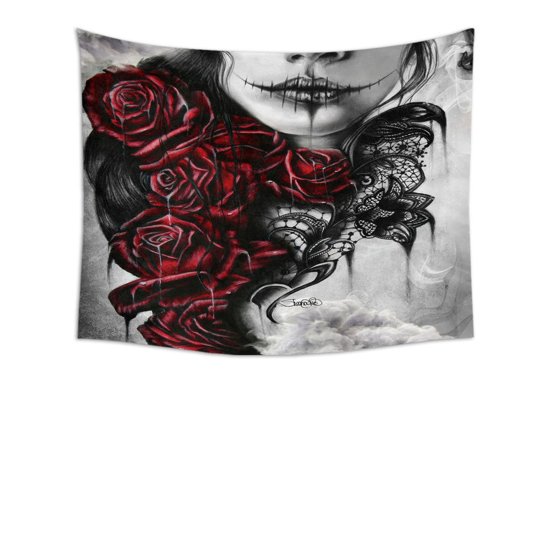 Entrap Dark Red Roses Gothic Girl Wall Art Decor