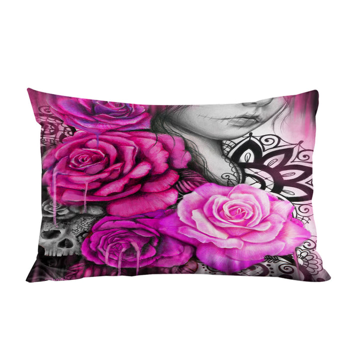 Entrap Hot Pink Roses Gothic Girl Cool Pillowcases