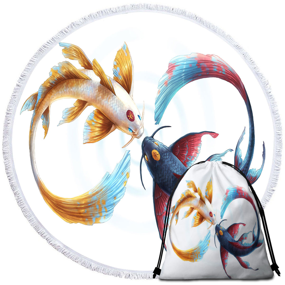 Eternal Bond Yin Yang Koi Fish Beach Towels and Bags Set