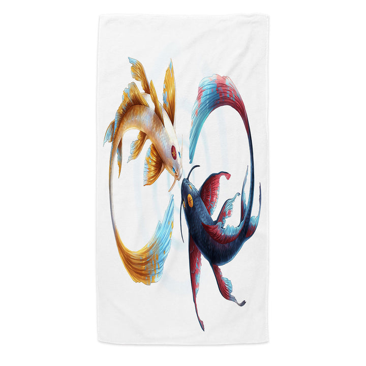 Eternal Bond Yin Yang Koi Fish Pool Towels