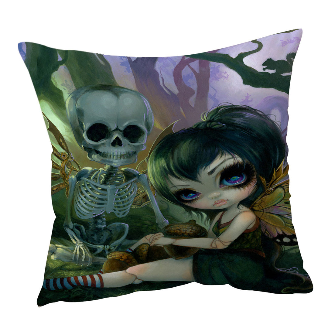 Eve and Rib Clockwork Fairy and Skeleton Cushion Cover