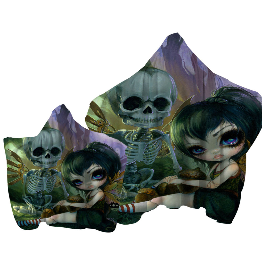 Eve and Rib Clockwork Fairy and Skeleton Hooded Beach Towel