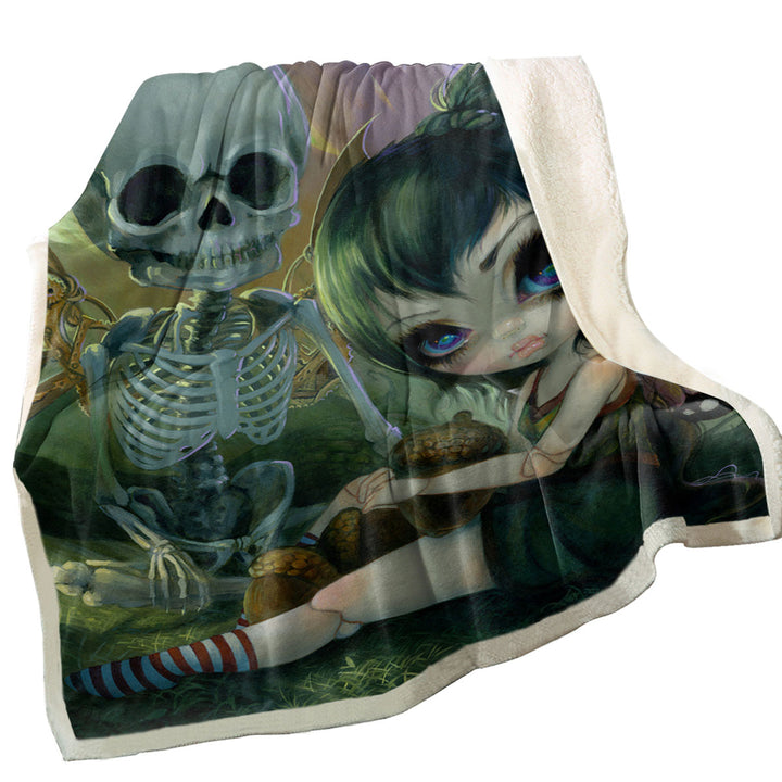 Eve and Rib Clockwork Fairy and Skeleton Throw Blanket