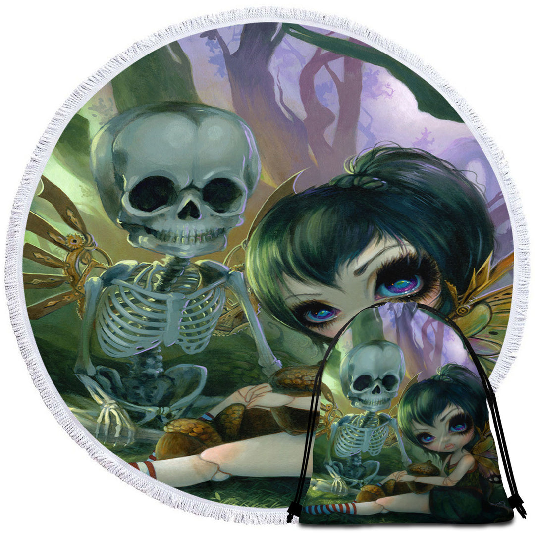 Eve and Rib Clockwork Fairy and Skeleton Travel Beach Towel