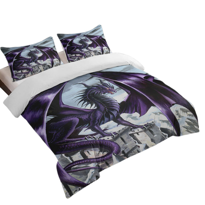 Evil Purple Dragon City Nemesis Queen Size Duvet Cover