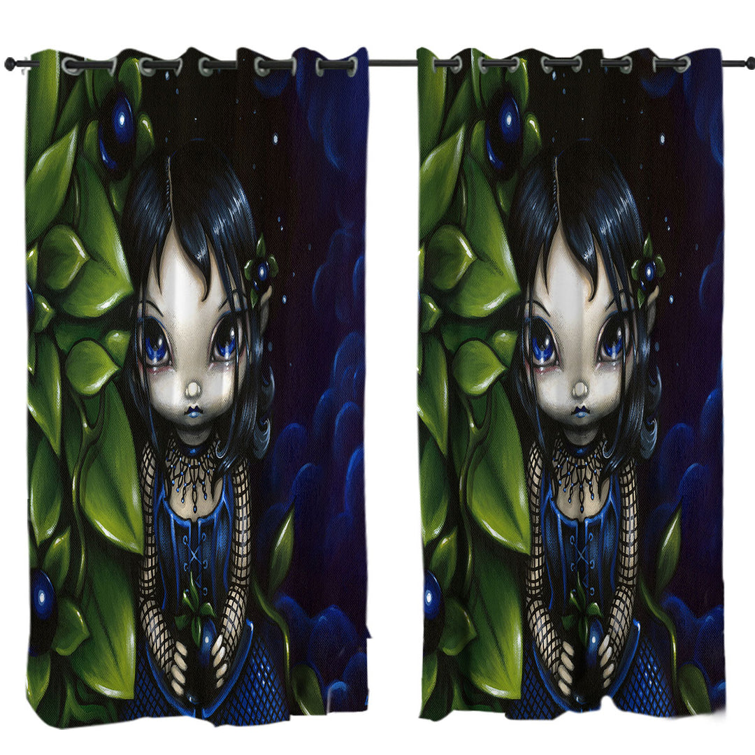 Eyelet Curtains with Painted Goth Girl