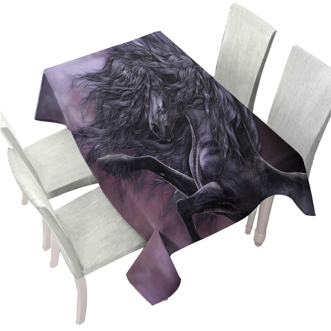 Fabulous Black Horse the Ebony Fire Custom table cloth