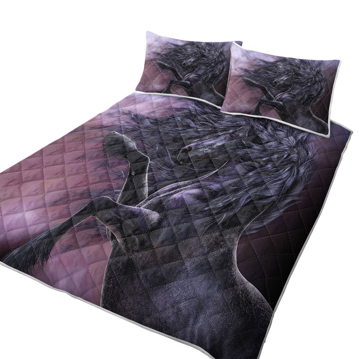 Fabulous Black Horse the Ebony Fire King Quilt