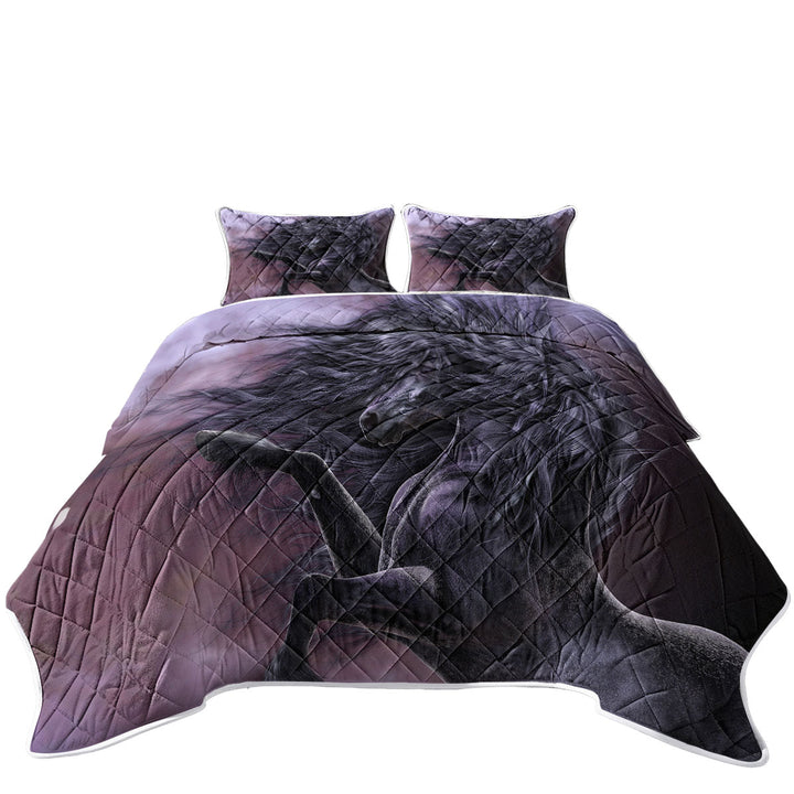 Fabulous Black Horse the Ebony Fire King Size Bedspreads