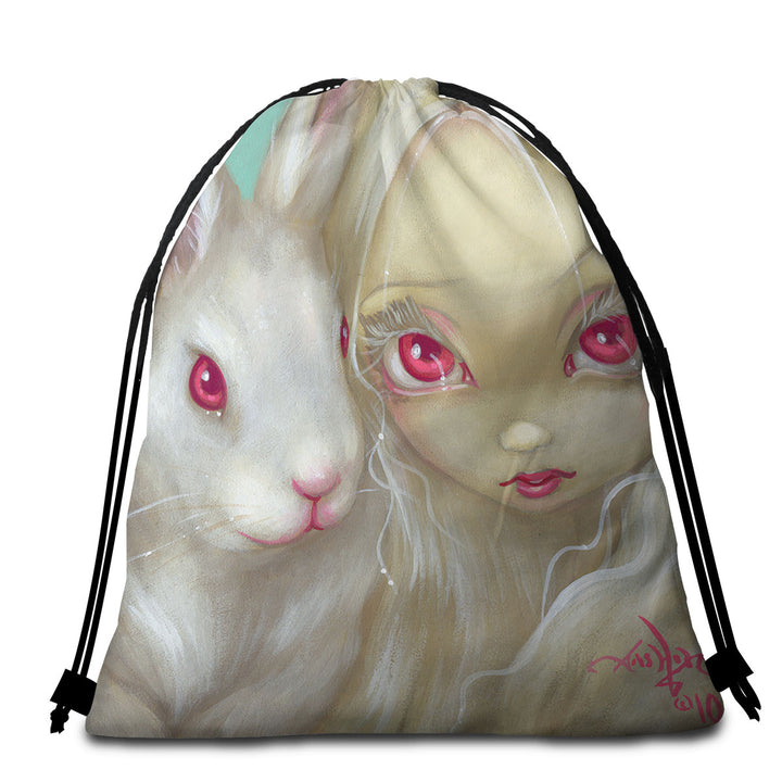 Faces of Faery _100 Beautiful Albino Girl and Bunny Beach Bags and Towels