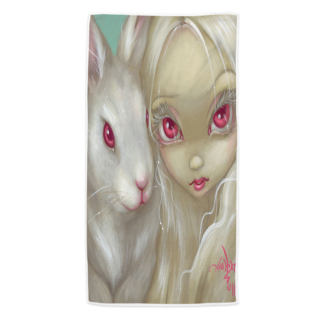 Faces of Faery _100 Beautiful Albino Girl and Bunny Swims Towel