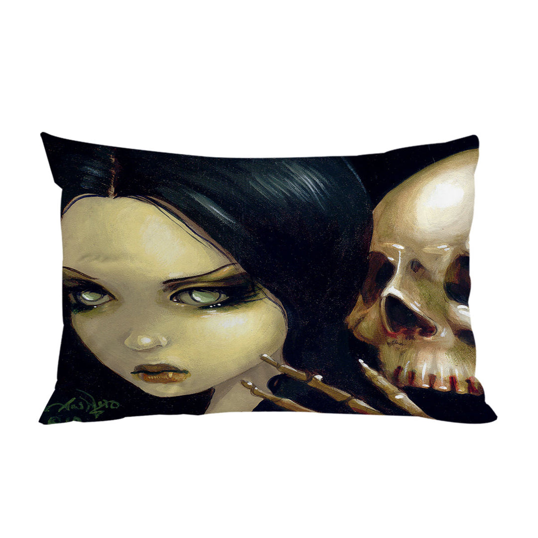 Faces of Faery _103 Gothic Girl and Scary Skull Pillow Case Covers