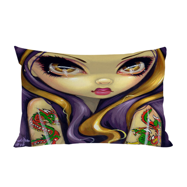 Faces of Faery _107 Cool Girl With Dragon Tattoo Bed Covers