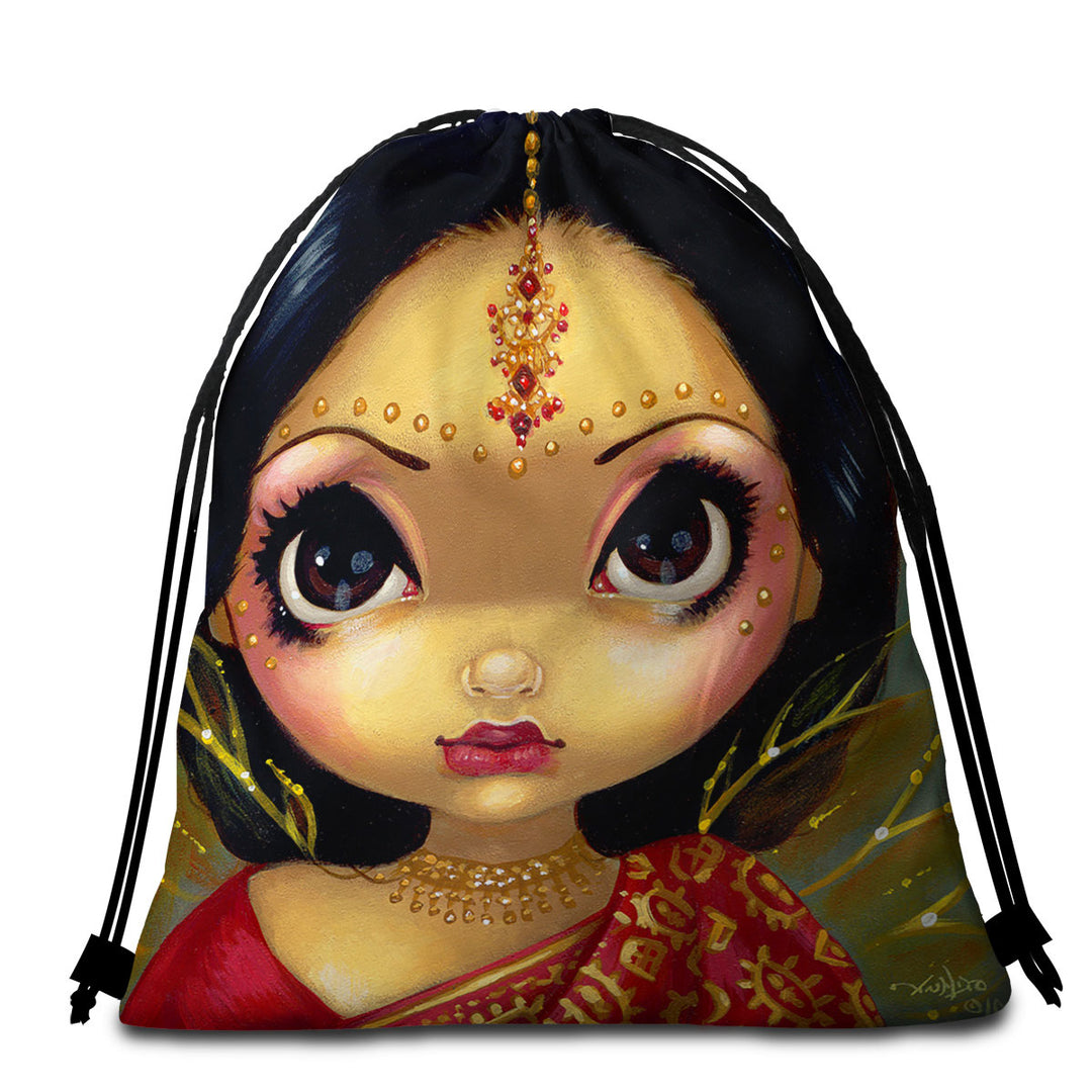 Faces of Faery _108 Beautiful Indian Princess Travel Beach Towel