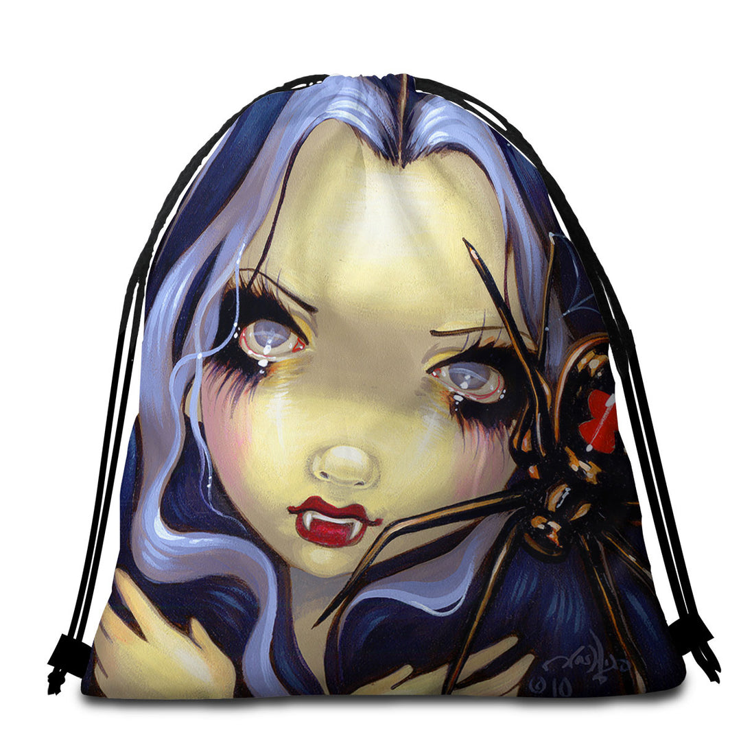 Faces of Faery _110 Vampire Girl Black Widow Spider Beach Towel Pack