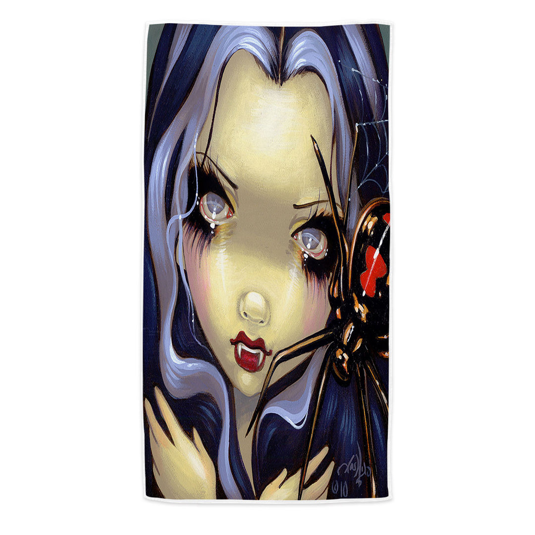 Faces of Faery _110 Vampire Girl Black Widow Spider Beach Towels