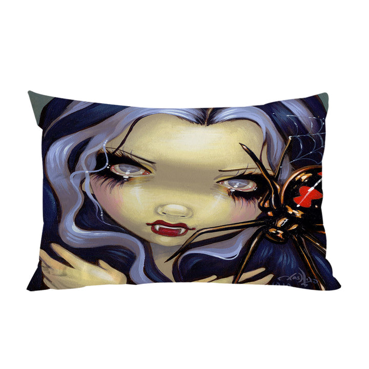 Faces of Faery _110 Vampire Girl Black Widow Spider Pillowcase