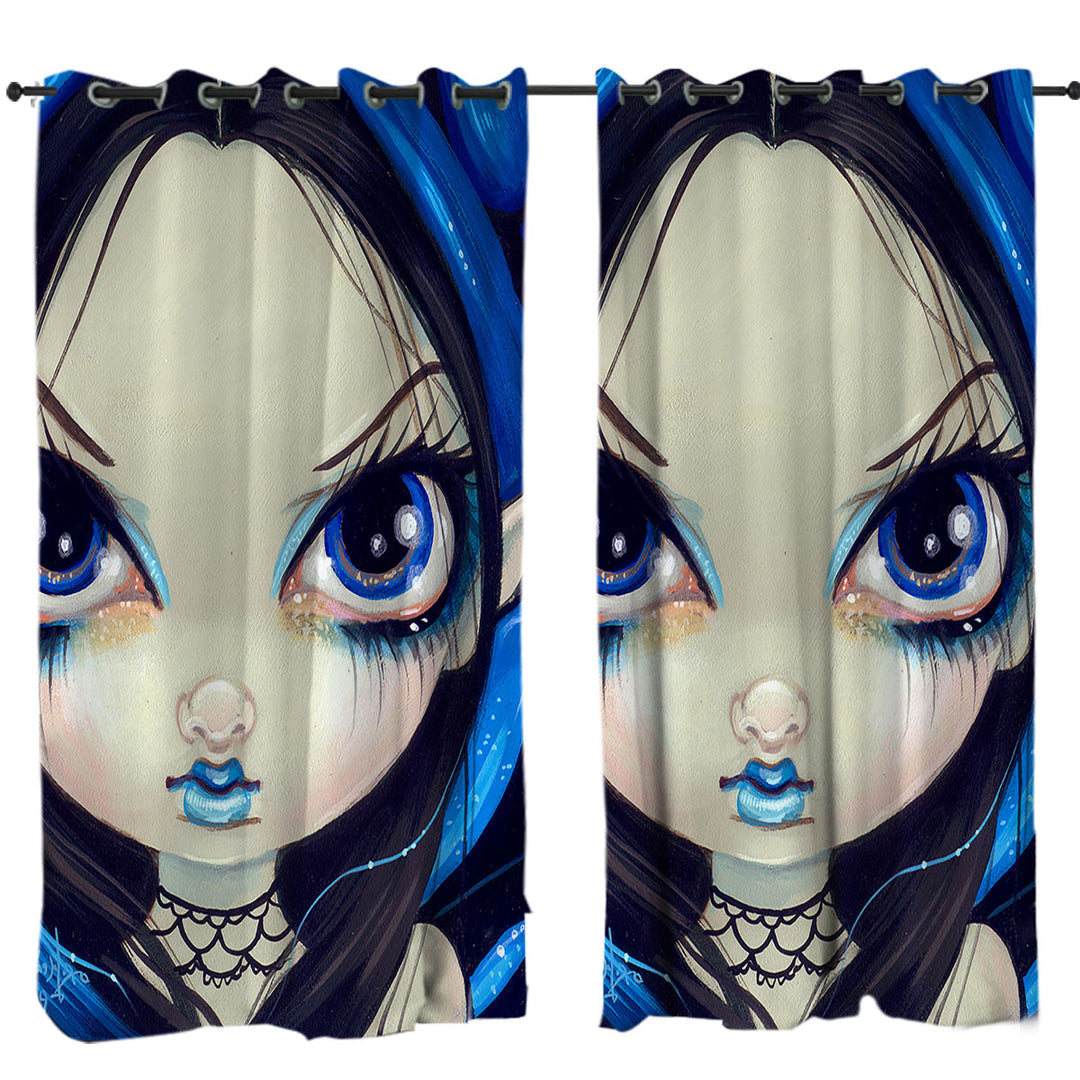 Faces of Faery _12 Blue Goth Girl Eyelet Curtains