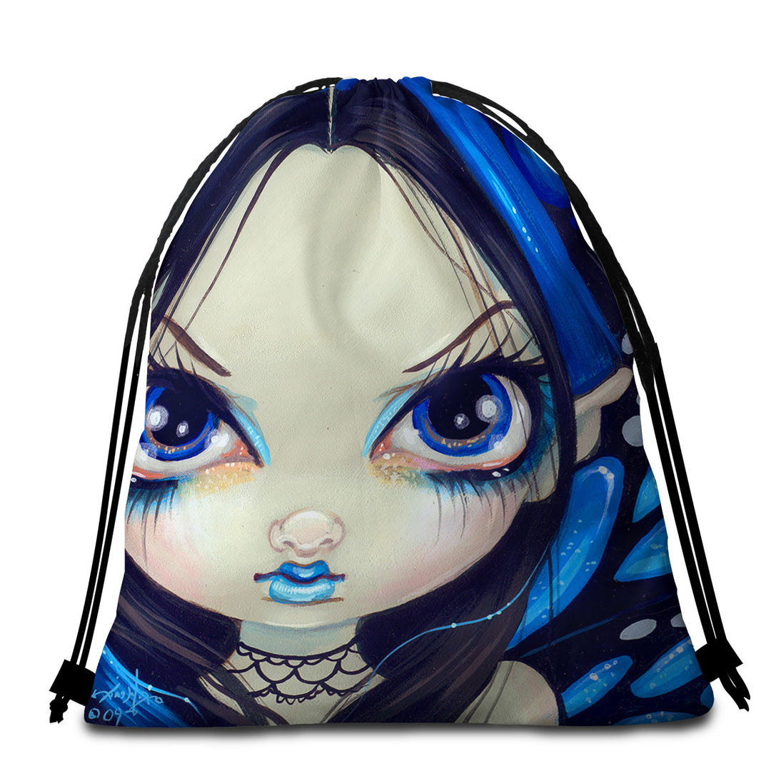 Faces of Faery _12 Blue Goth Girl Travel Beach Towel