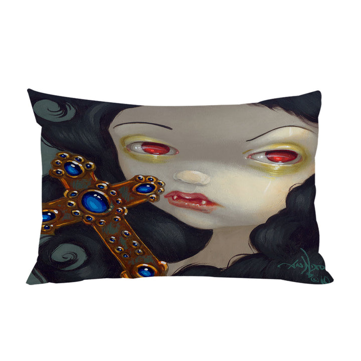 Faces of Faery _128 Scary Vampire Girl with Cross Pillow Cases