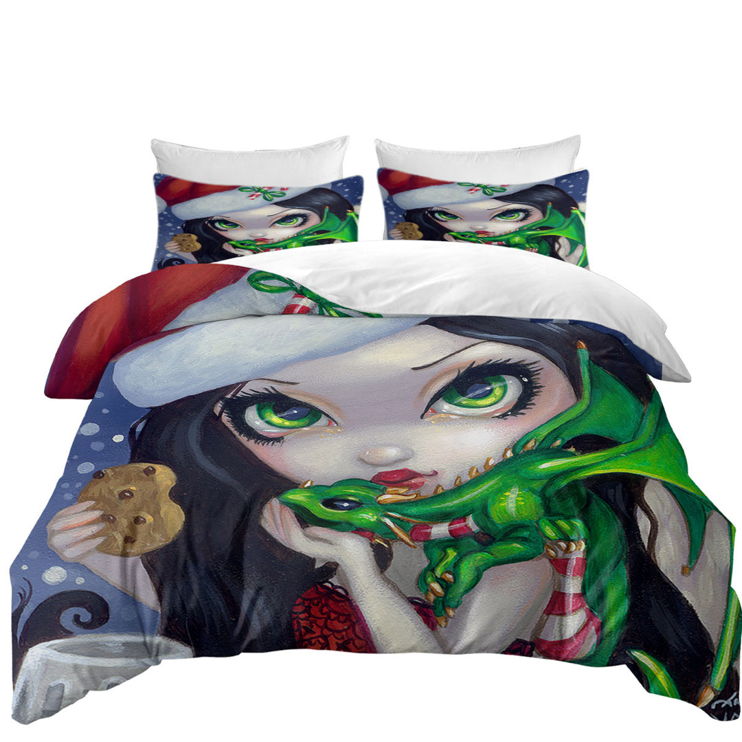 Faces of Faery _132 Sexy Santa Girl with Dragonling Daybed Covers Sets