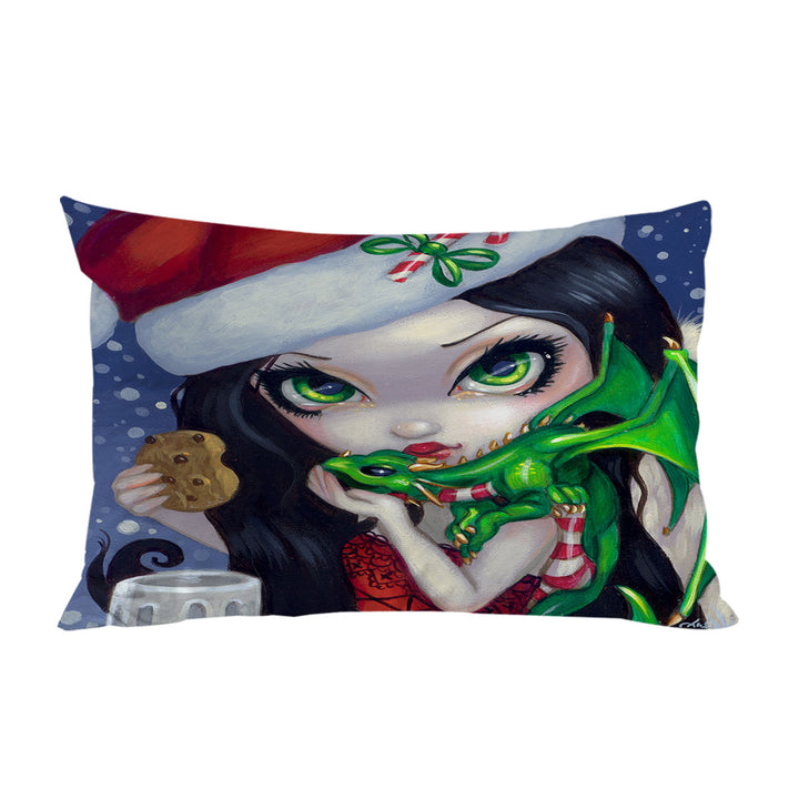 Faces of Faery _132 Sexy Santa Girl with Dragonling Pillowcase