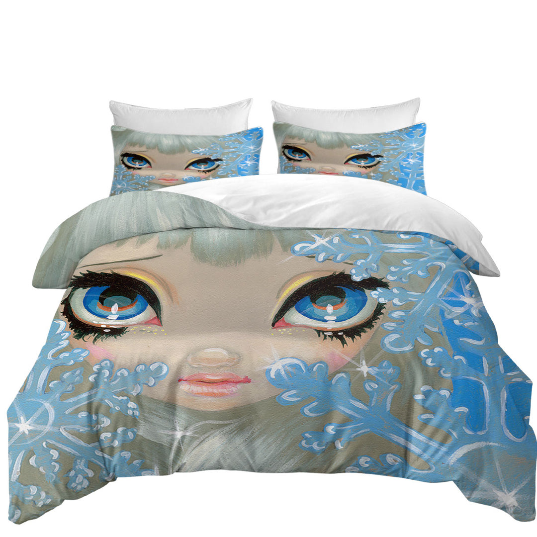 Faces of Faery _135 Beautiful Snowflake Ice Girl Duvet Cover Queen