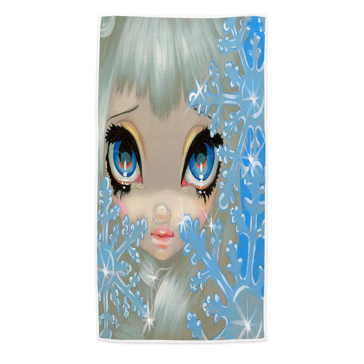 Faces of Faery _135 Beautiful Snowflake Ice Girl Microfiber Beach Towel