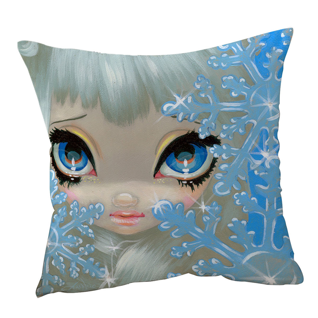 Faces of Faery _135 Beautiful Snowflake Ice Girl Throw Pillow Cover