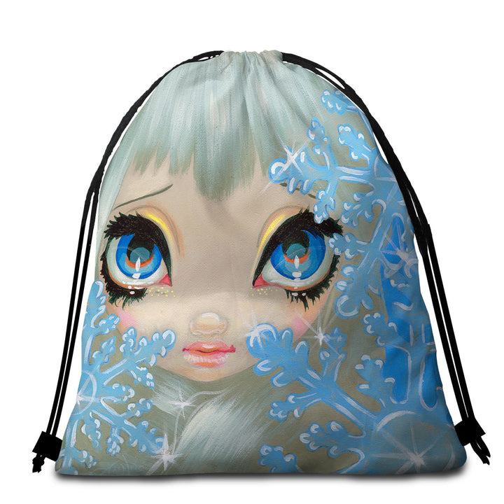 Faces of Faery _135 Beautiful Snowflake Ice Girl Travel Beach Towel