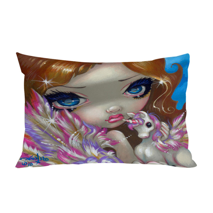 Faces of Faery _136 Purplish Girl and Unicorn throw pillow case covers