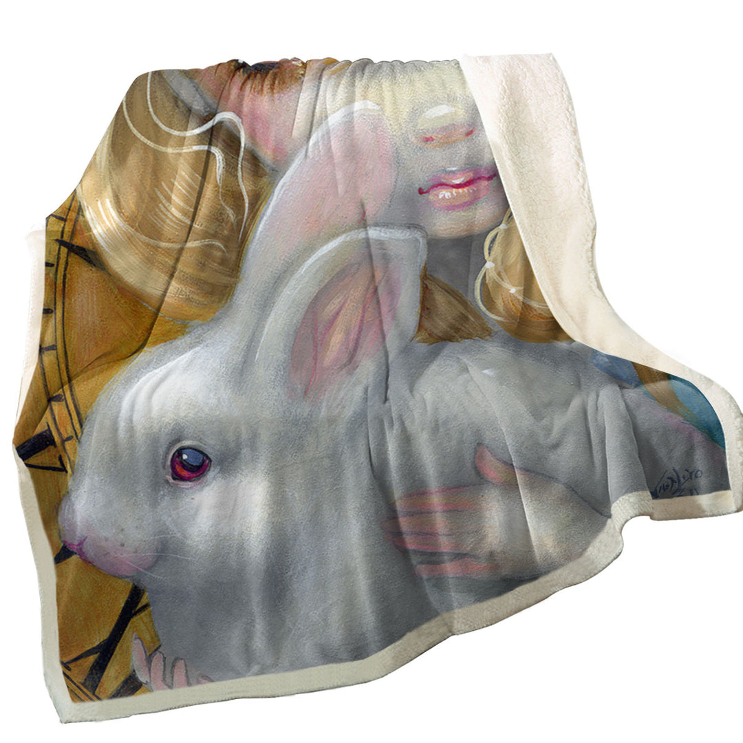 Faces of Faery _141 Blond Alice Girl and Bunny Sofa Blankets