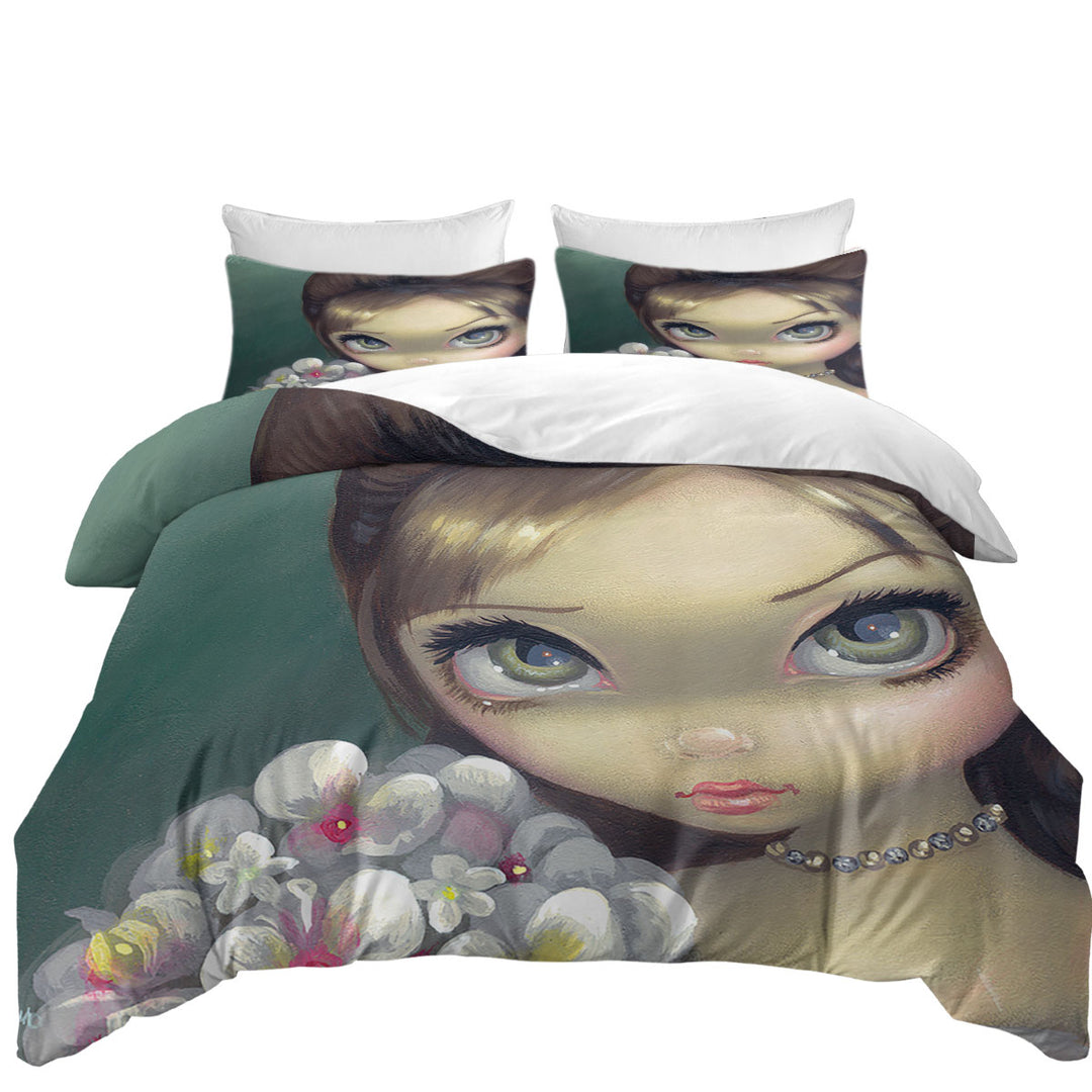 Faces of Faery _147 Elegant Girl with Flower Bouquet California King Duvet Cover