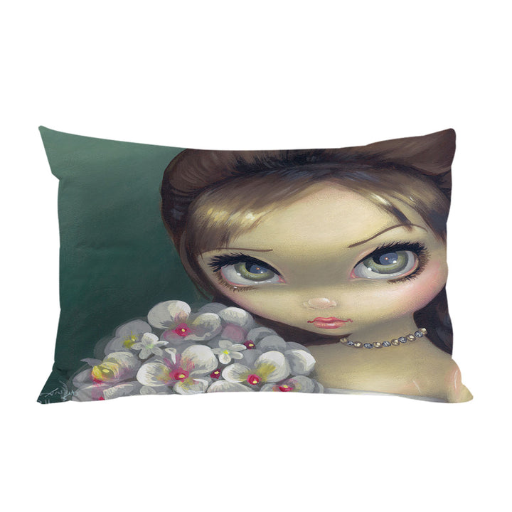 Faces of Faery _147 Elegant Girl with Flower Bouquet Custom Pillow Cases