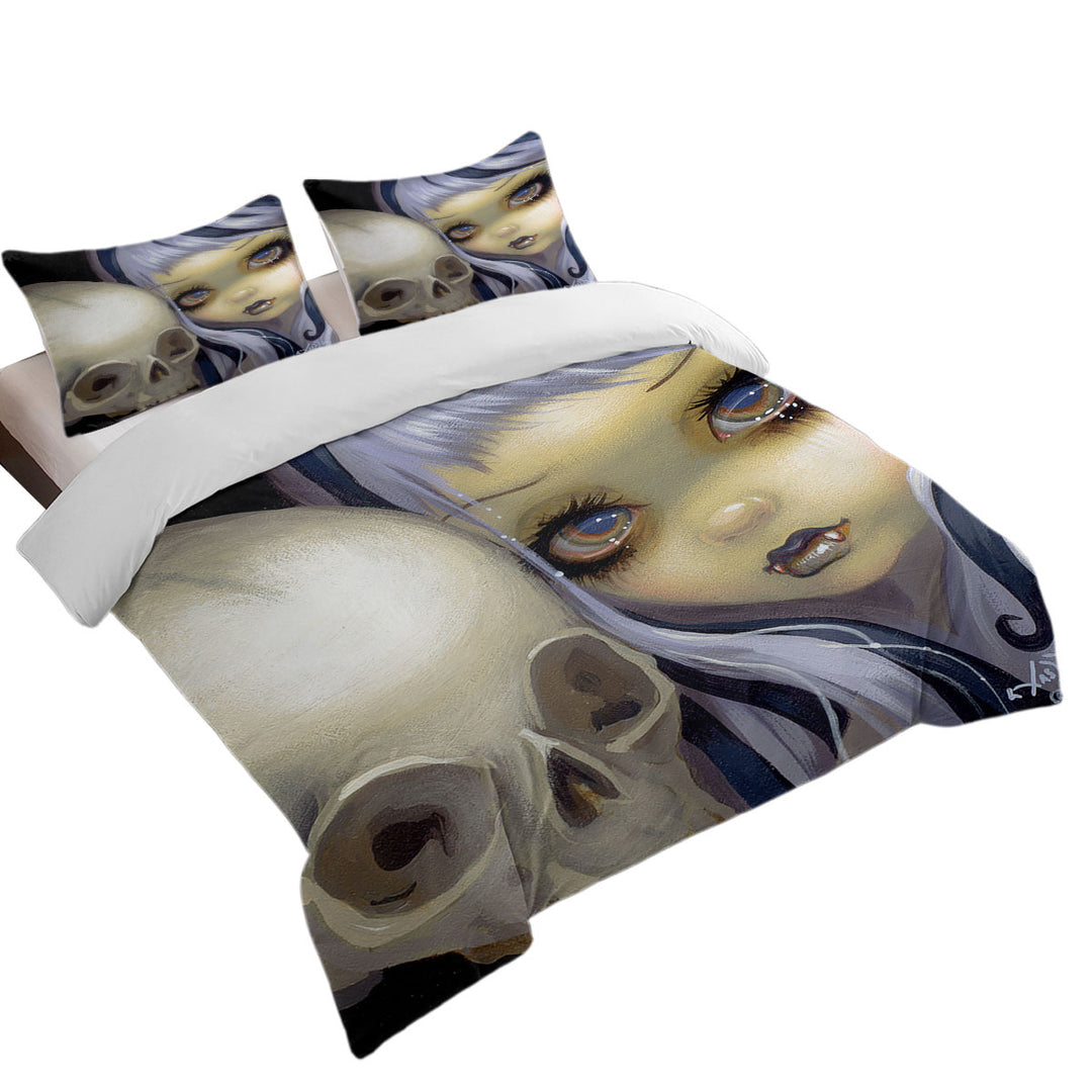 Faces of Faery _153 Vampire Girl and Scary Skull Comforter Cover