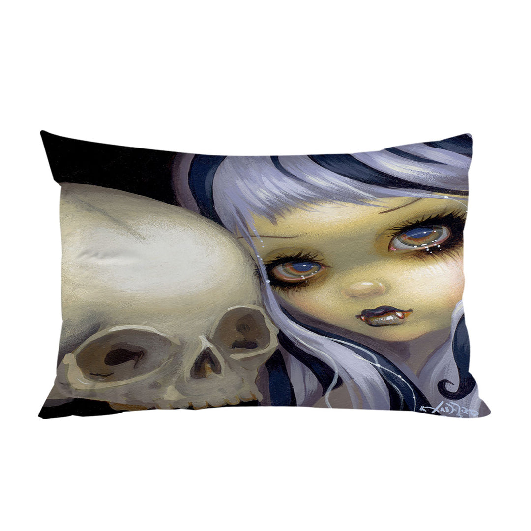 Faces of Faery _153 Vampire Girl and Scary Skull Pillow Cases