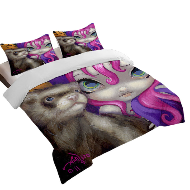 Faces of Faery _154 Purplish Girl With Her Ferret Donna Covers