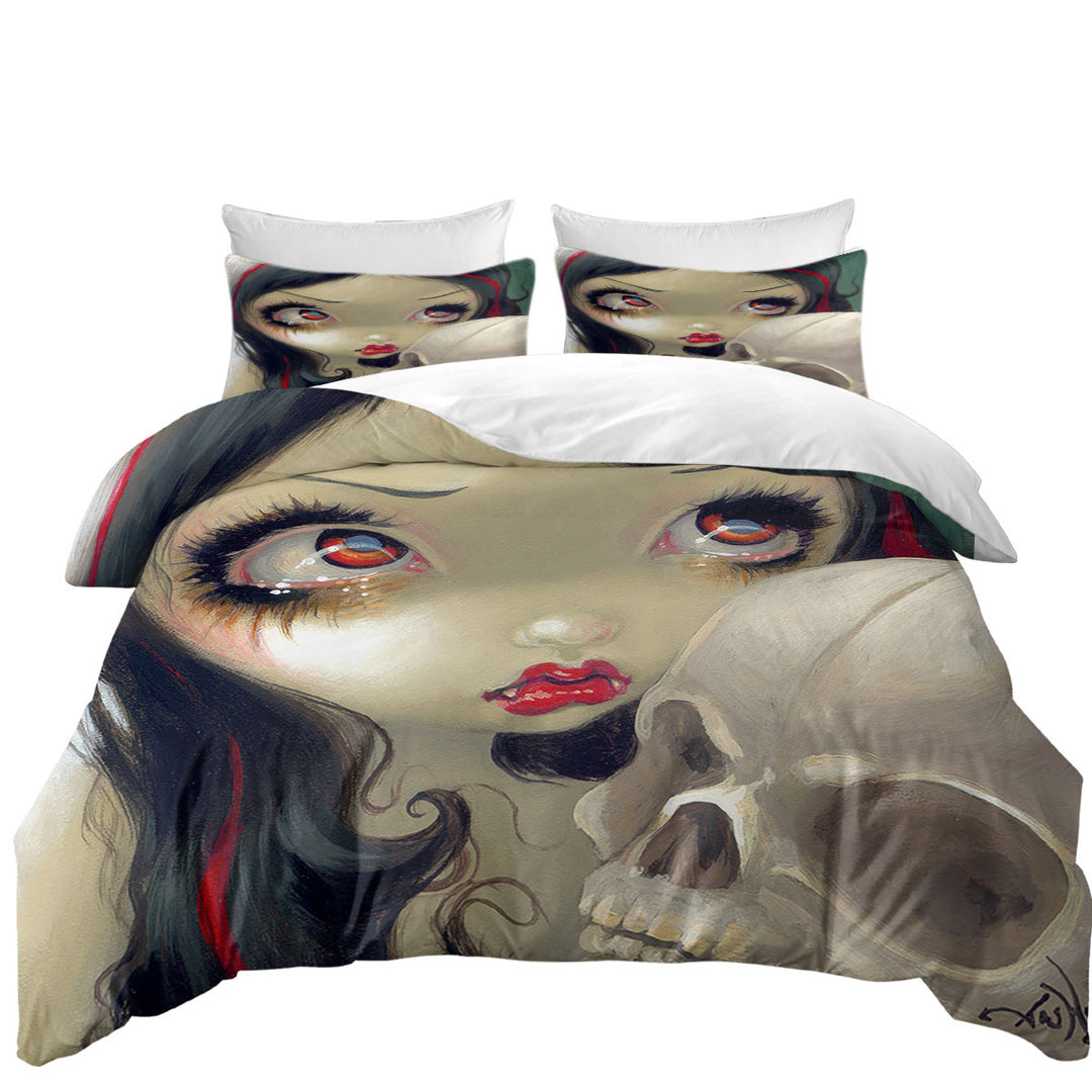 Faces of Faery _163 Scary Skull and Vampire Girl Duvet Covers