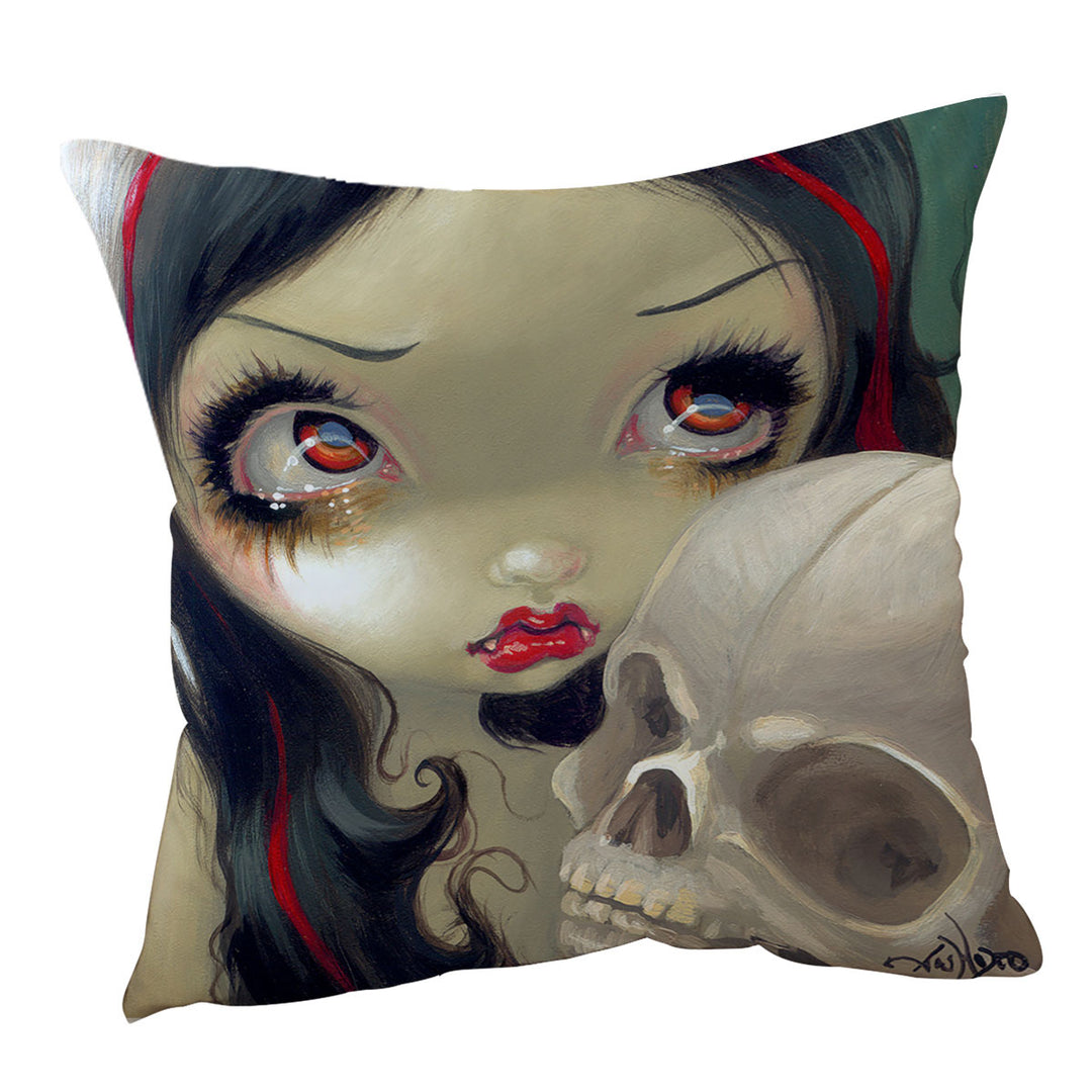 Faces of Faery _163 Scary Skull and Vampire Girl Throw Cushions