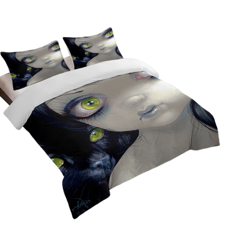 Faces of Faery _170 Beautiful Cat Eyes Girl Duvet Cover sale