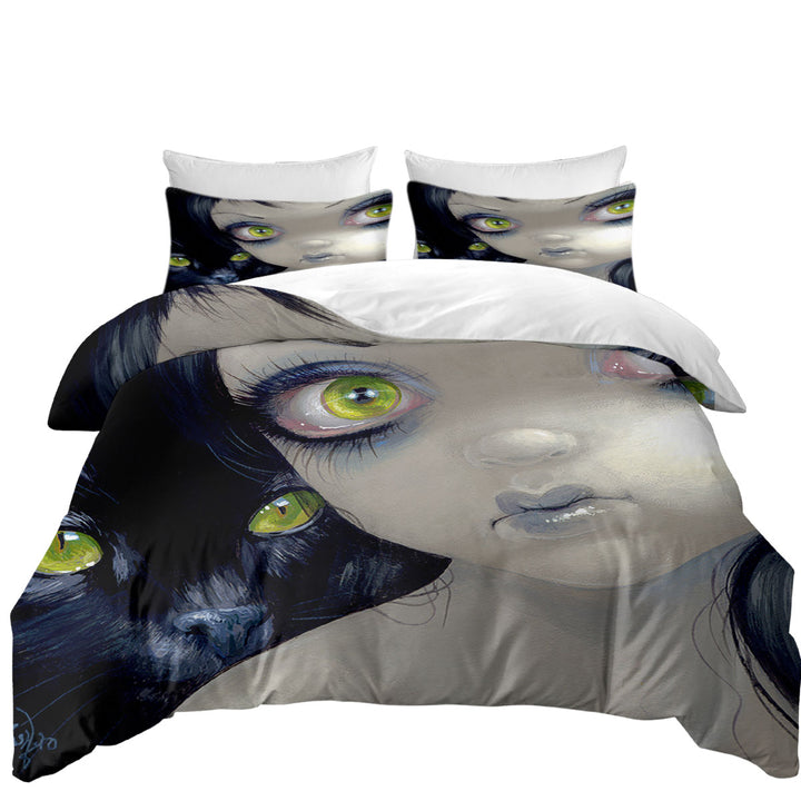 Faces of Faery _170 Beautiful Cat Eyes Girl Duvet Cover set