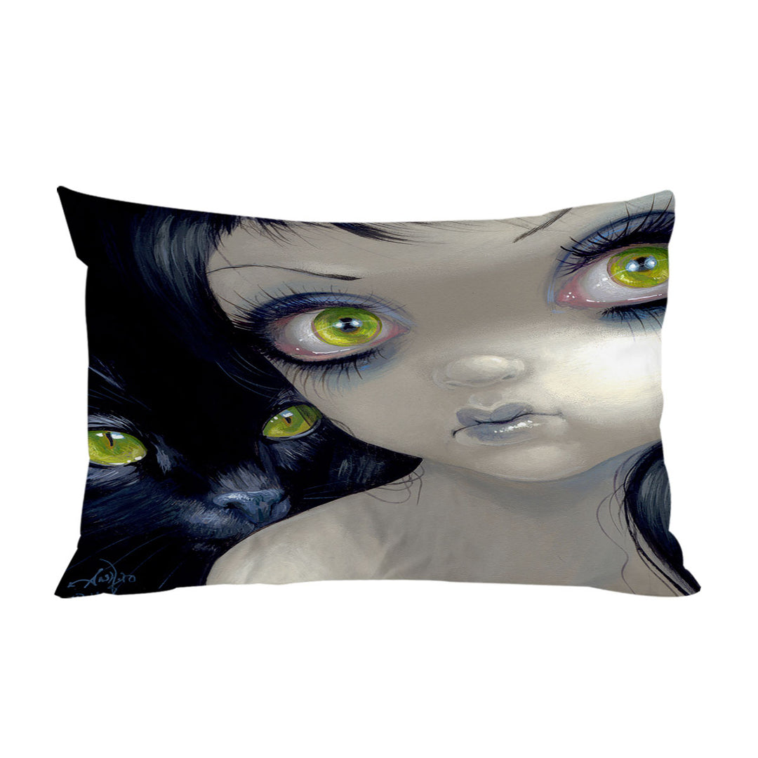 Faces of Faery _170 Beautiful Cat Eyes Girl throw pillow case covers