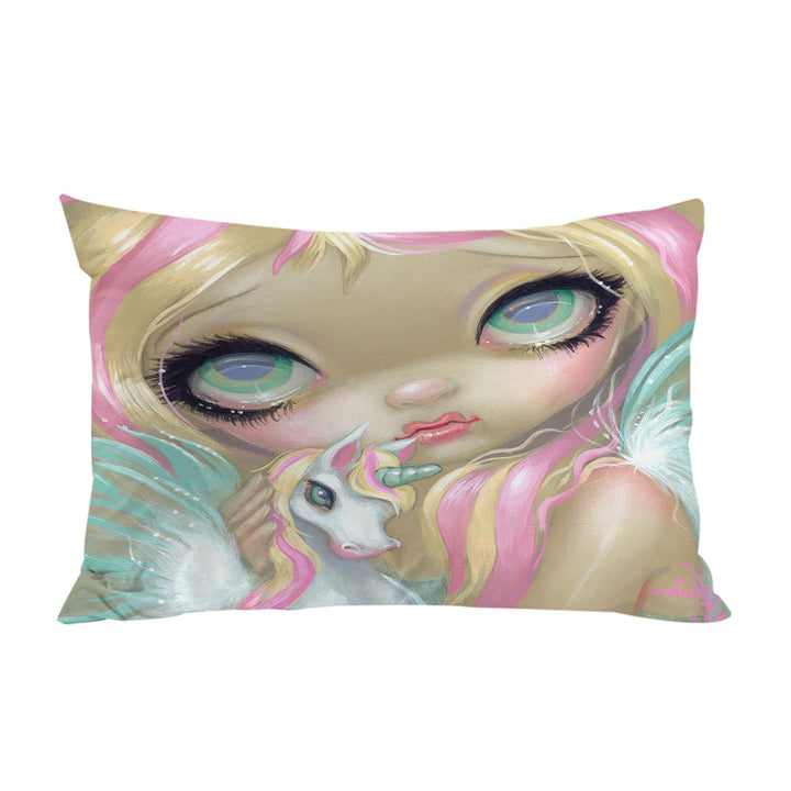 Faces of Faery _178 Big Eyed Pinkish Girl Unicorn King Pillow Cases