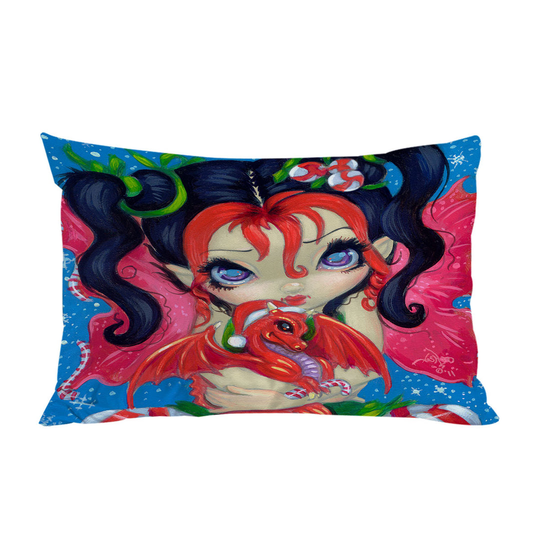 Faces of Faery _182 Christmas Fairy and Dragonling Pillow Case Covers