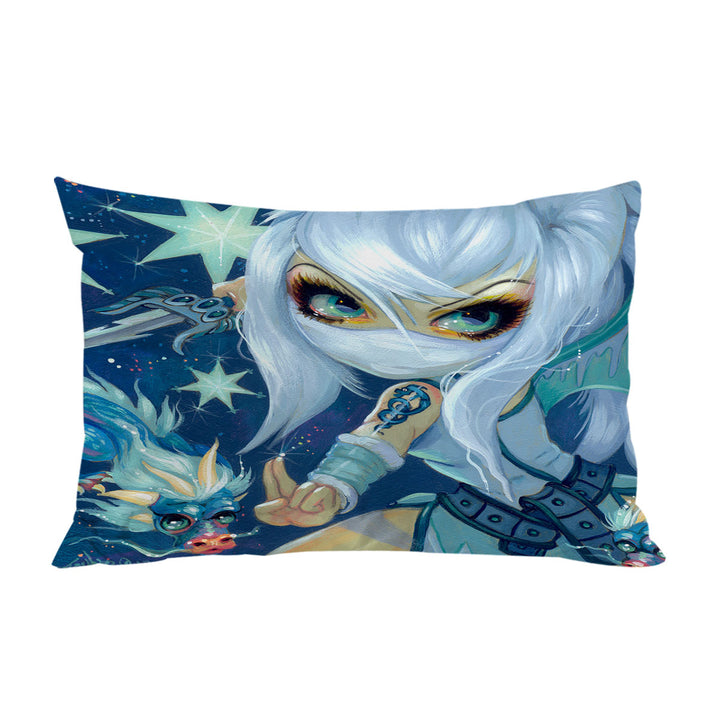 Faces of Faery _187 Ninja Girl and Star Dragon Custom Pillow Cases