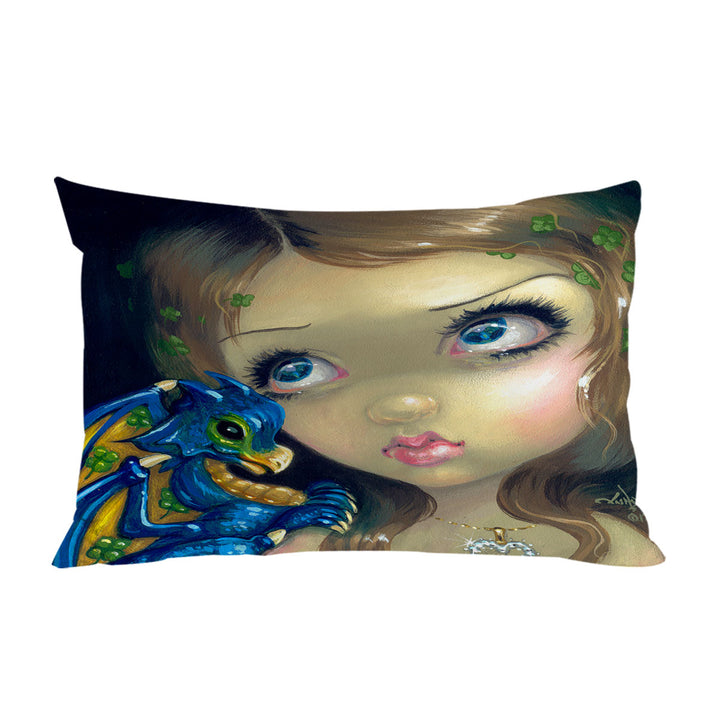 Faces of Faery _190 Clover Girl and Dragonling Pillowcase