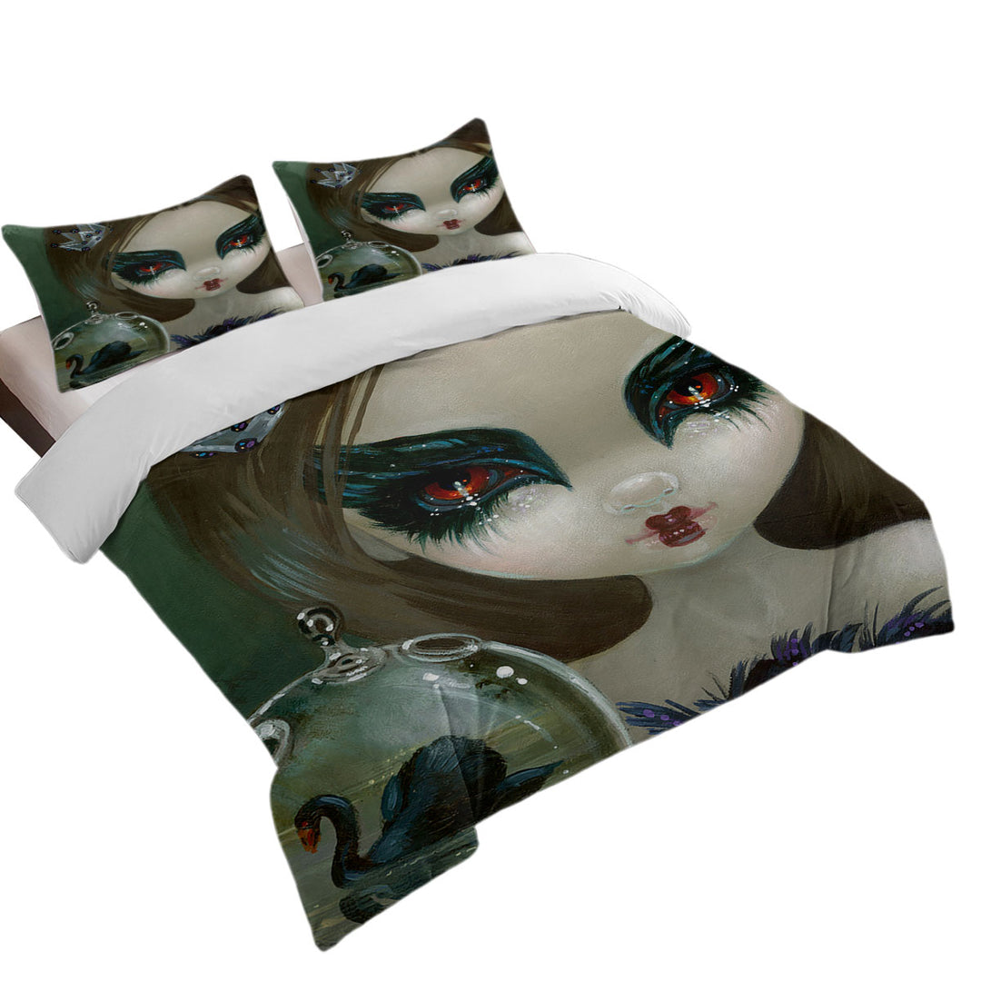 Faces of Faery _201 Black Swan Ballerina Girl Queen Size Duvet Cover