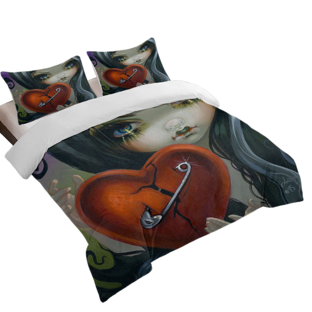 Faces of Faery _230 Goth Girl Fixing a Broken Heart Duvet Cover